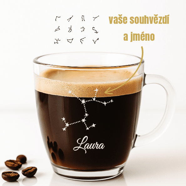 Dekorant Hrníček na kávu a čaj s vypískovaným souhvězdím a jménem Aqua 215 ml 1KS