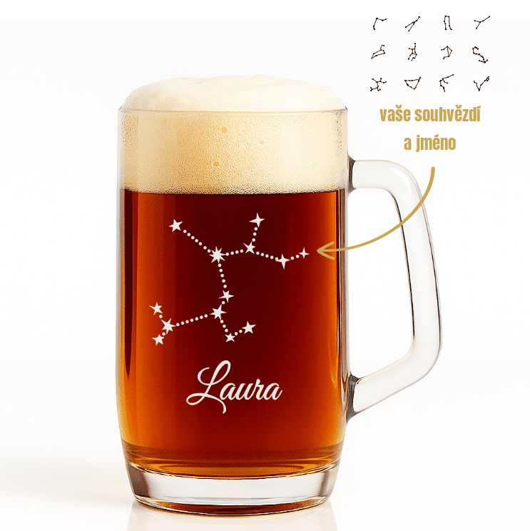 Dekorant Pivní třetinka Ludwig s vypískovaným souhvězdím a jménem 300 ml 1KS