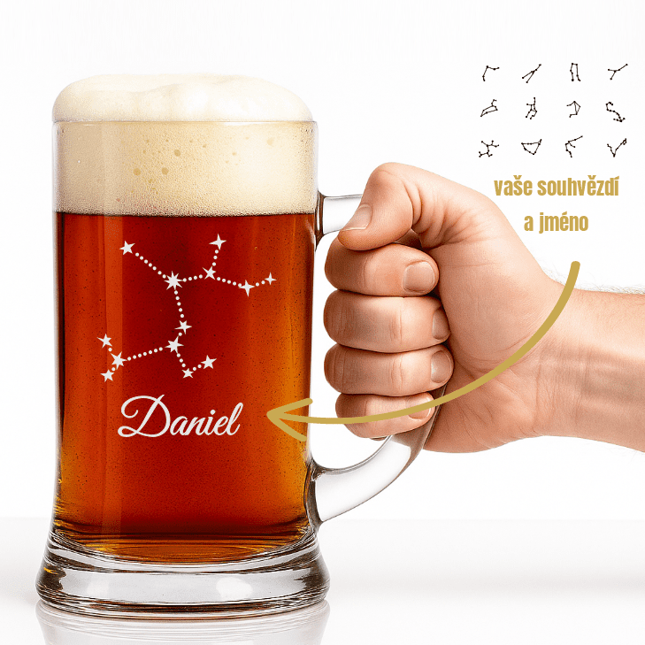 Dekorant Pivní tuplák s vypískovaným souhvězdím a jménem 1000 ml 1KS