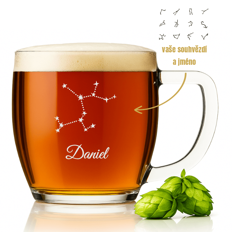 Dekorant Půllitr VIENNA s vypískovaným souhvězdím a jménem 500 ml 1KS