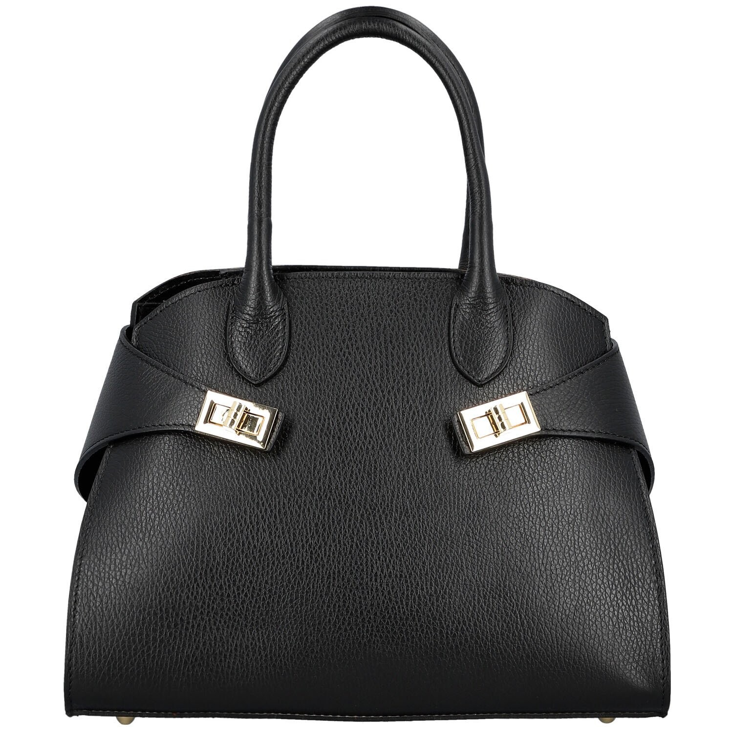 Dámská kožená kabelka do ruky černá - Delami Vera Pelle Seia černá