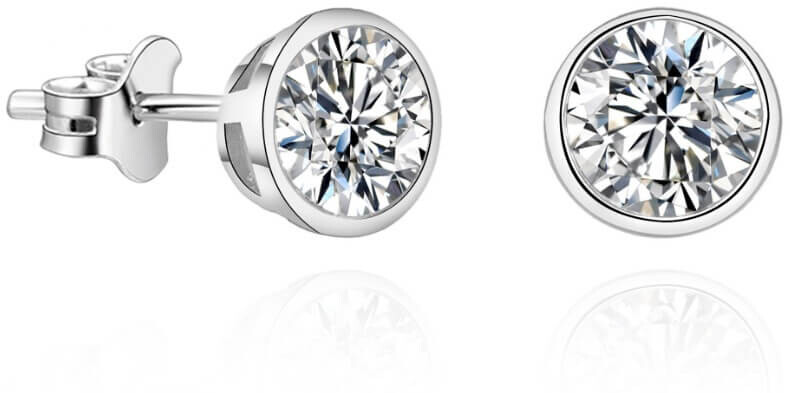 Půvabné náušnice pecky s třpytivým zirkonem AGUP Beneto / Průměr: 0,6 cm