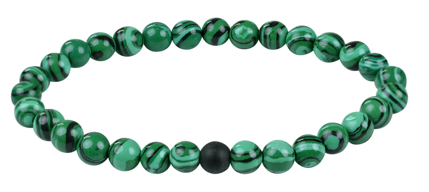 Korálkový náramek z malachitu a onyxu Troli / Délka: 20 cm