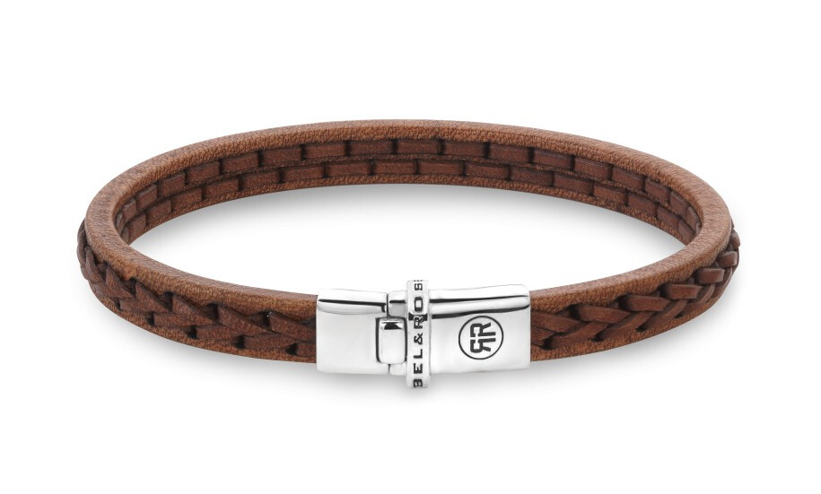 Hnědý kožený náramek Stranded Cognac RR-L0156-S Rebel&Rose / Rozměr: 20 cm - L+