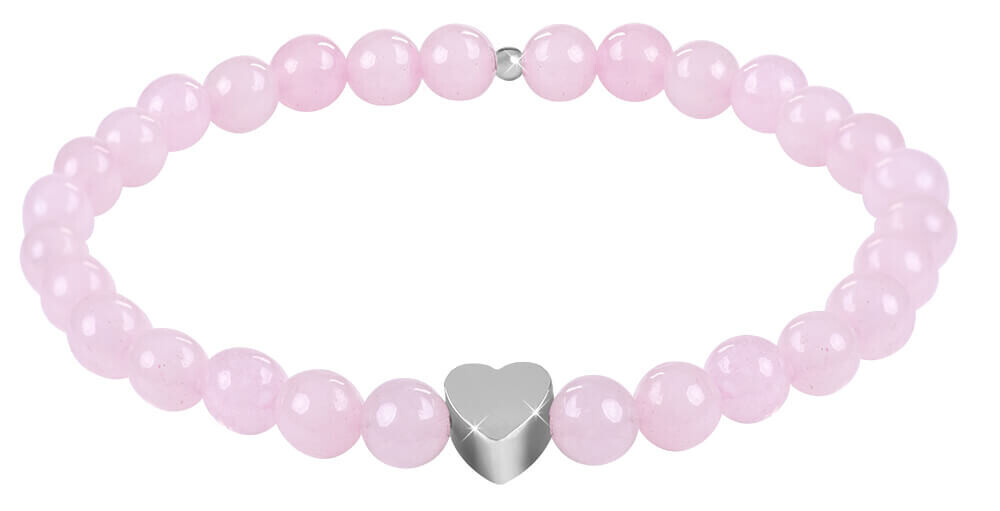 Korálkový náramek z růženínu se srdíčkem Troli / Délka: 20 cm
