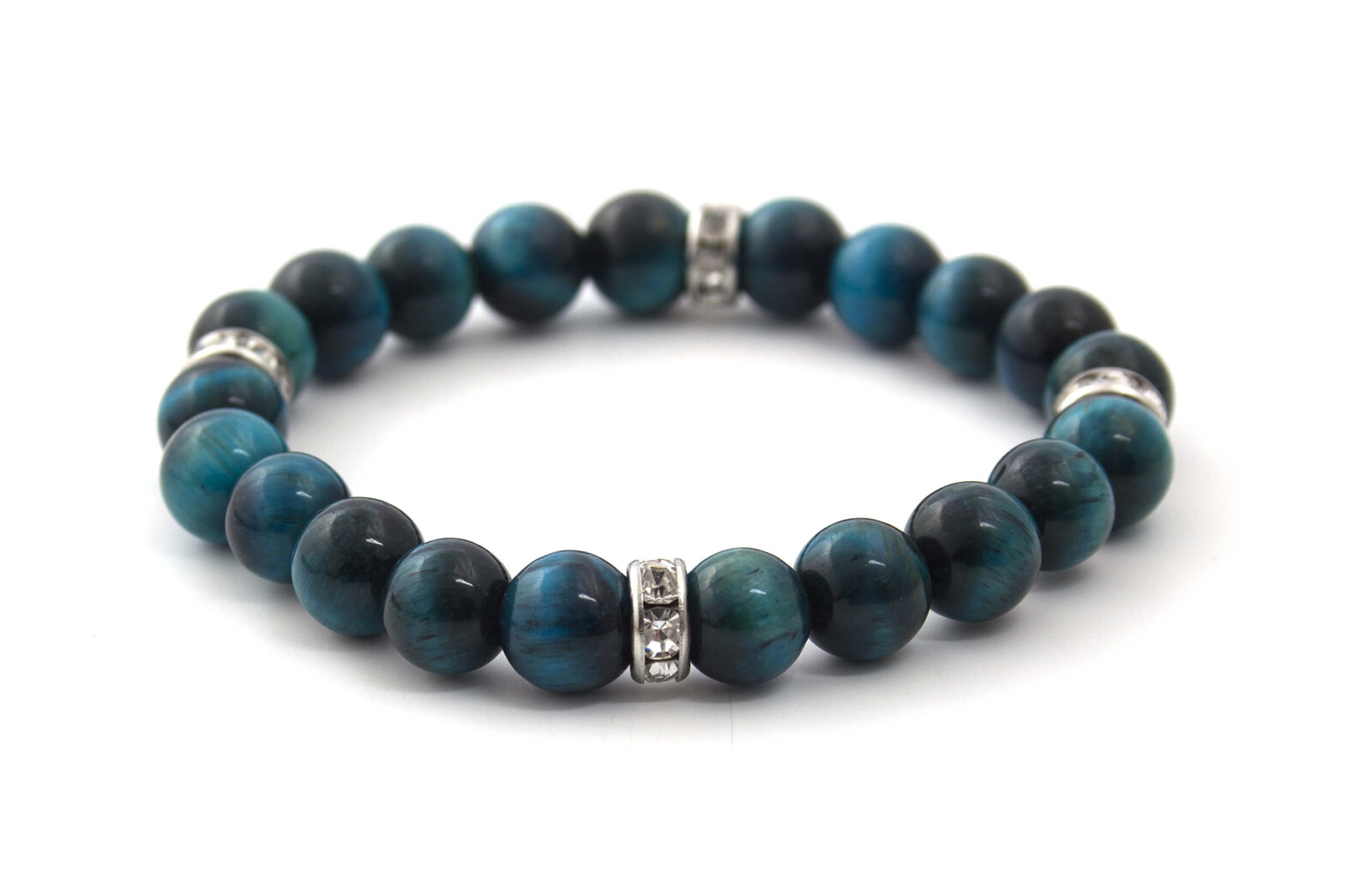 Korálkový náramek z petrolejového tygřího oka MINK122/17 Agato / Délka: 19 cm