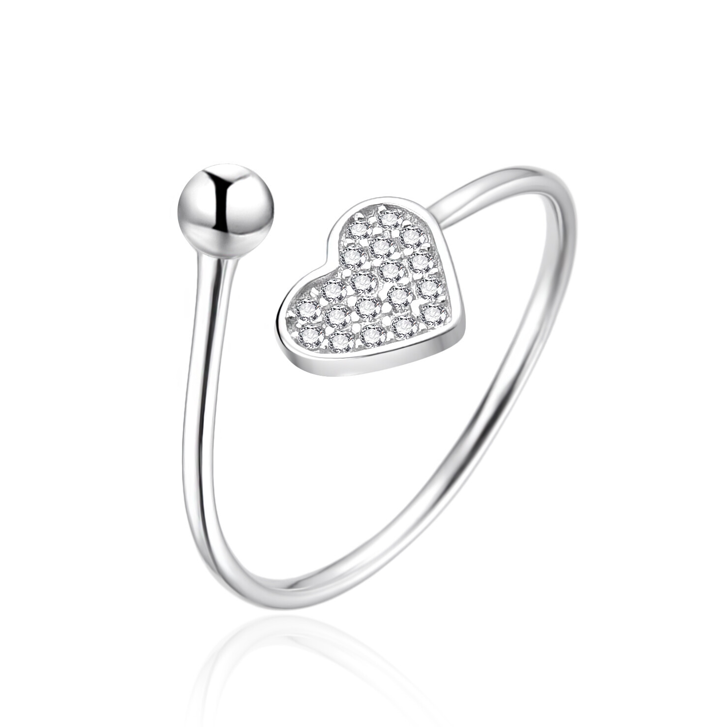 Stříbrný otevřený prsten se srdíčkem AGT-R36W Agato / Obvod: 62 mm - 62 mm