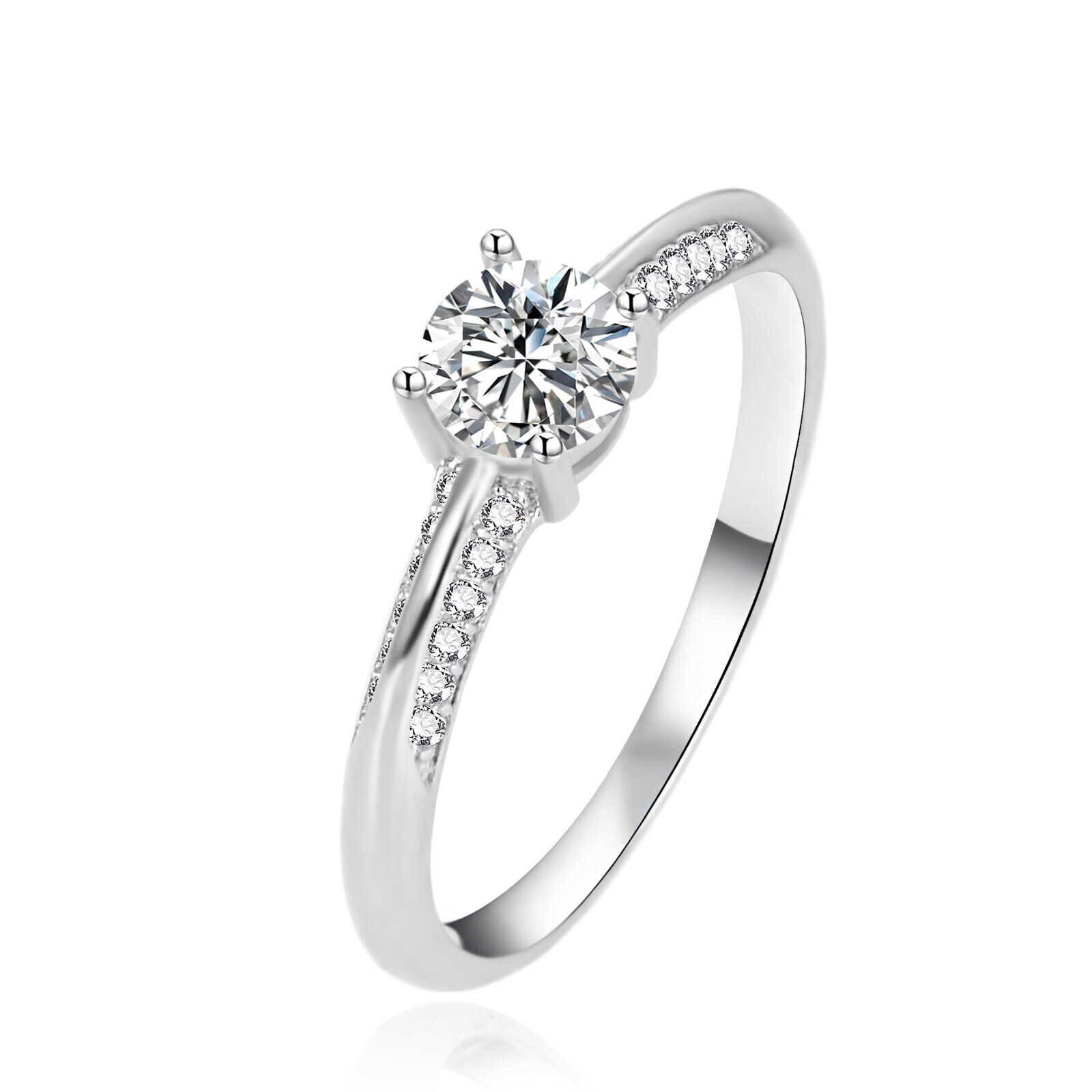 Stříbrný zásnubní prsten se zirkony AGT-R14W Agato / Obvod: 54 mm - 54 mm