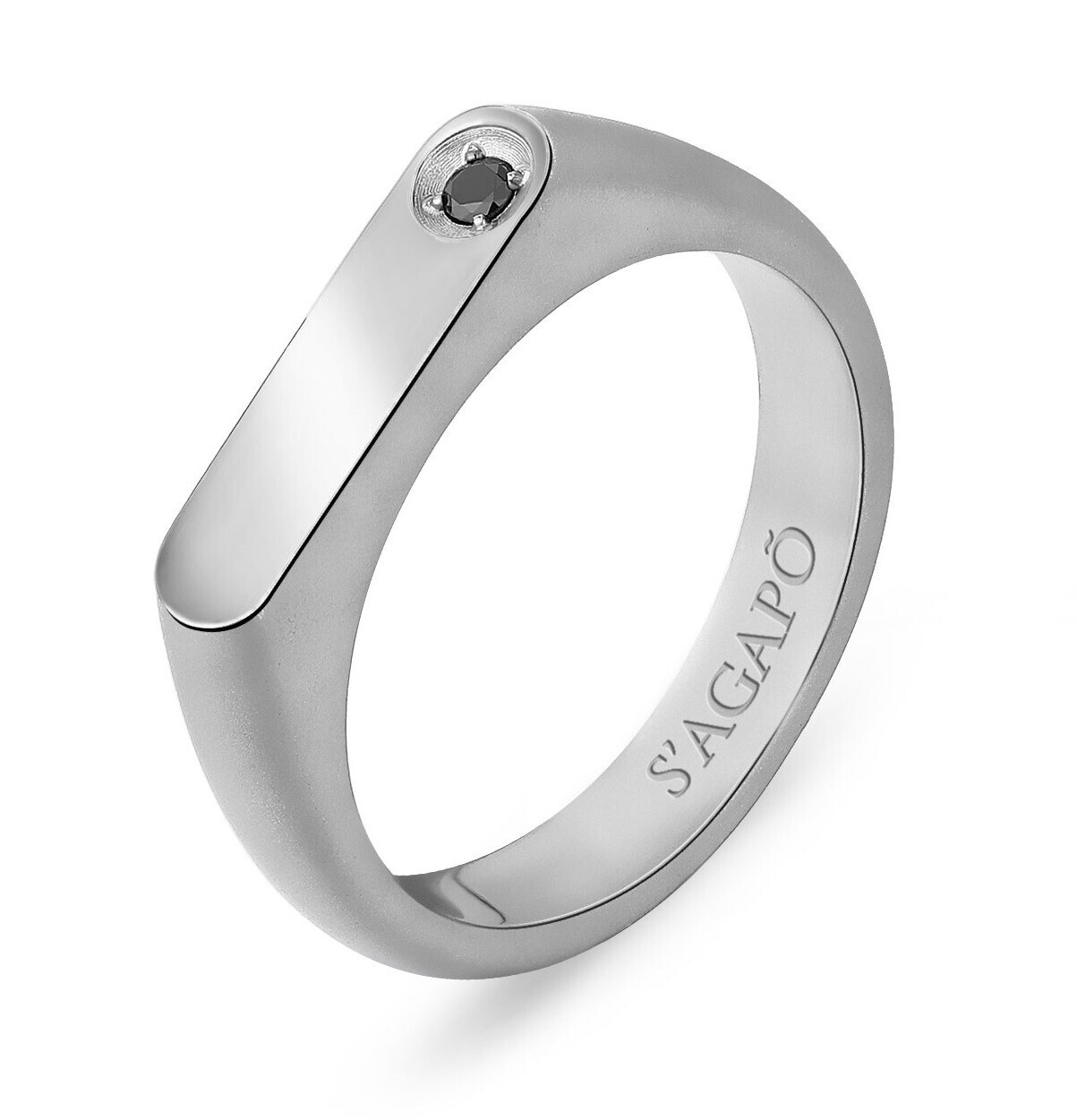 Pánský ocelový prsten s černým zirkonem Tag Me Too STG33 S Agapo / Obvod: 67 mm - 67 mm