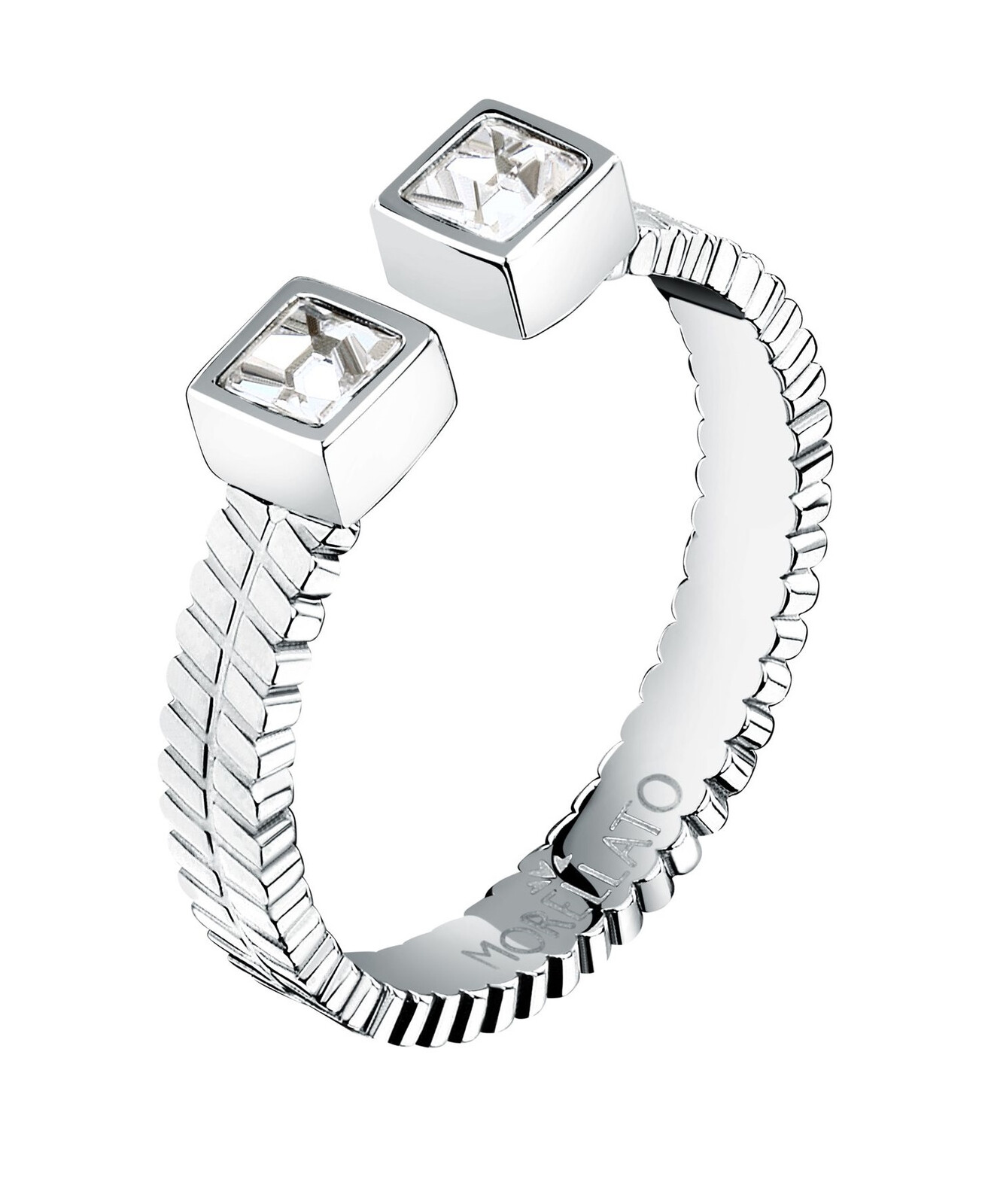 Otevřený ocelový prsten s krystaly Gioia SAVY3901 Morellato / Obvod: 56 mm - 56 mm