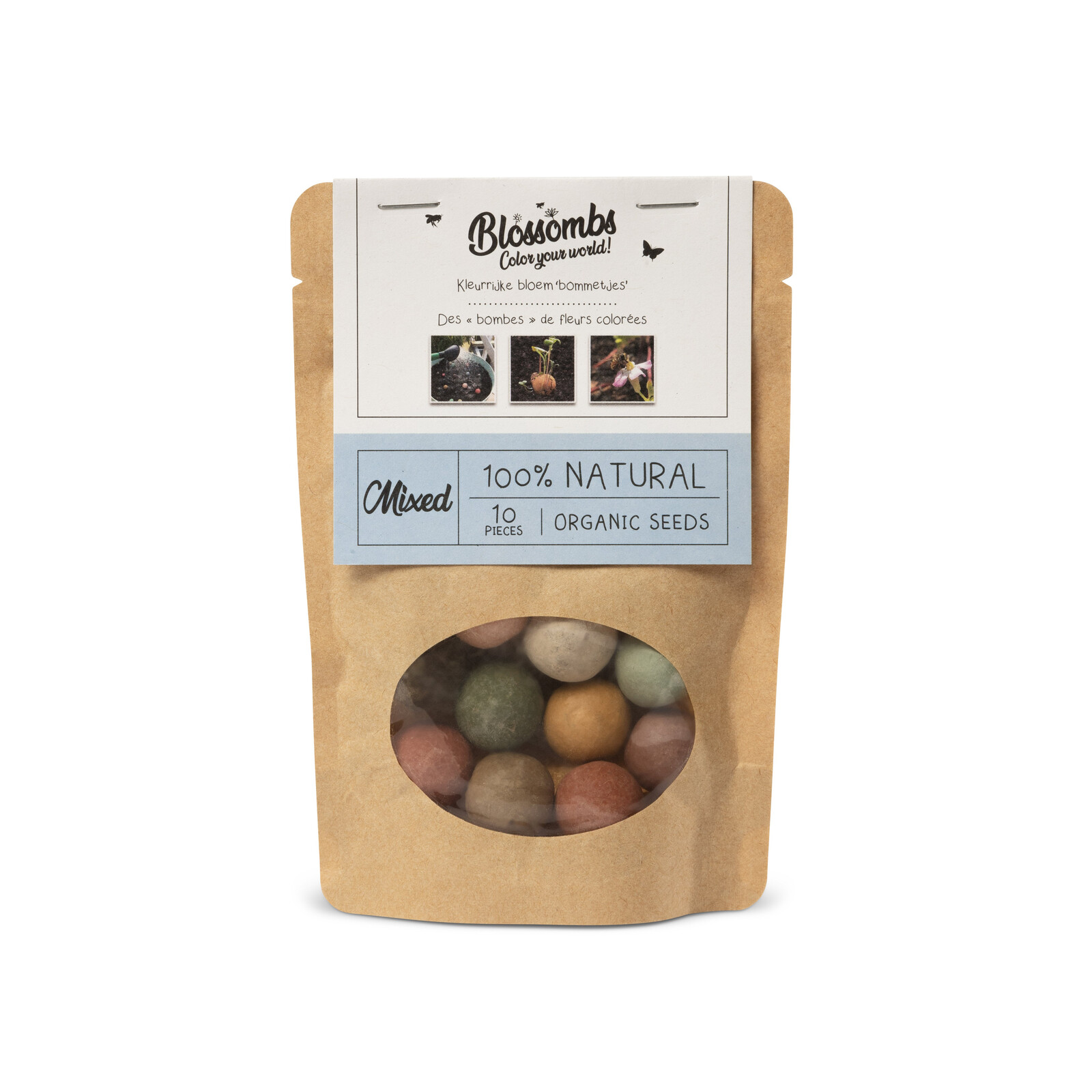 Blossombs Semínkové bomby v papírovém sáčku - mix barev (10 ks) - semínka bio lučního divokého kvítí