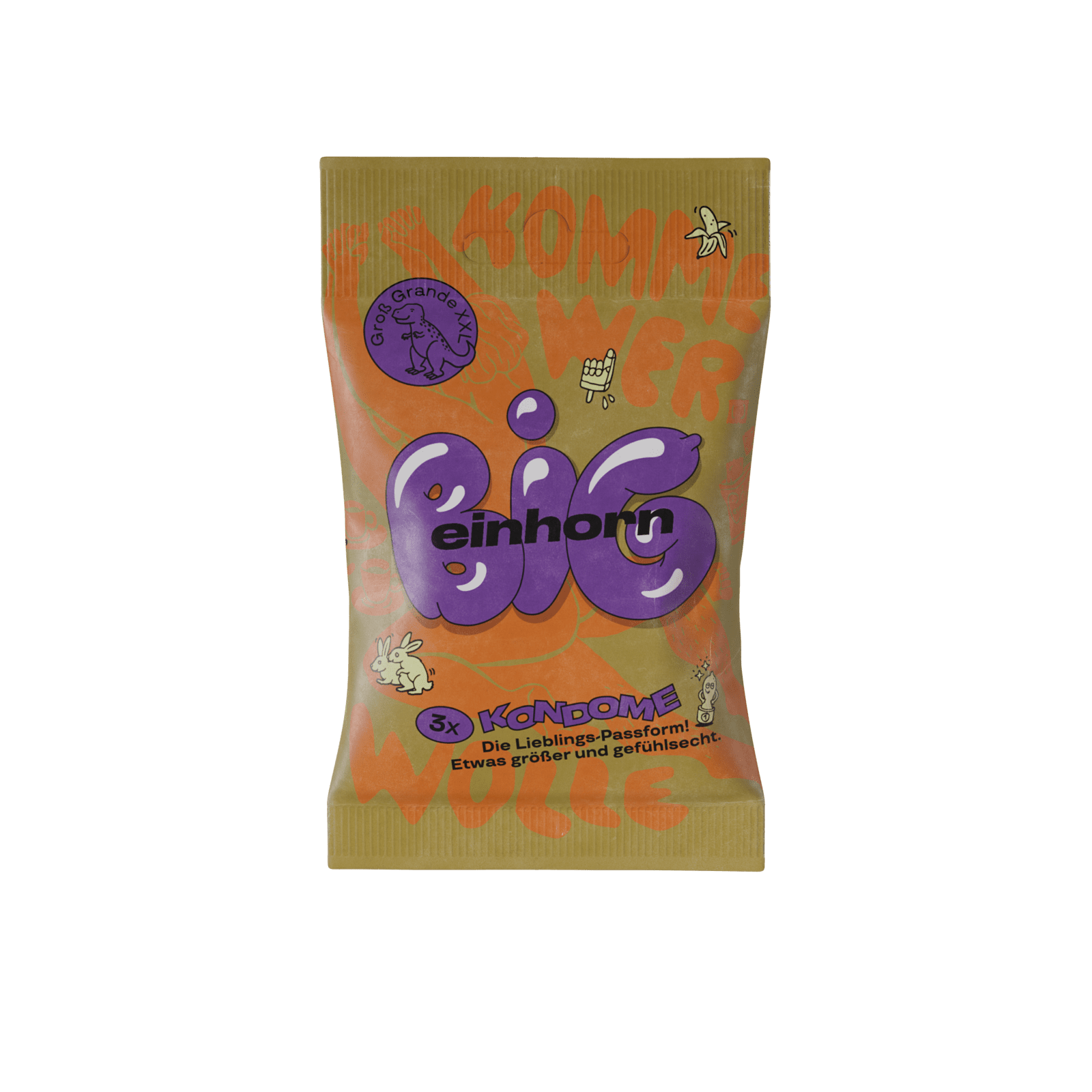 Einhorn Kondomy Big 3 ks - veganské, bez parfemace