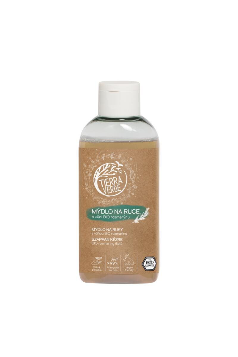 Tierra Verde Tekuté mýdlo na ruce - BIO Rozmarýn 100 ml - s českým bio jitrocelem