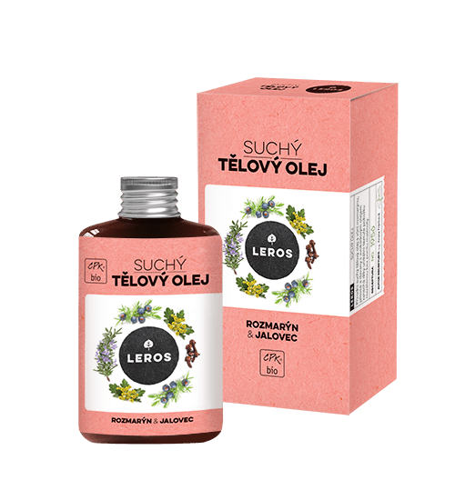 LEROS Suchý tělový olej BIO (100 ml) - Rozmarýn & jalovec - vhodný i na lymfatickou masáž, vlasy, nehty