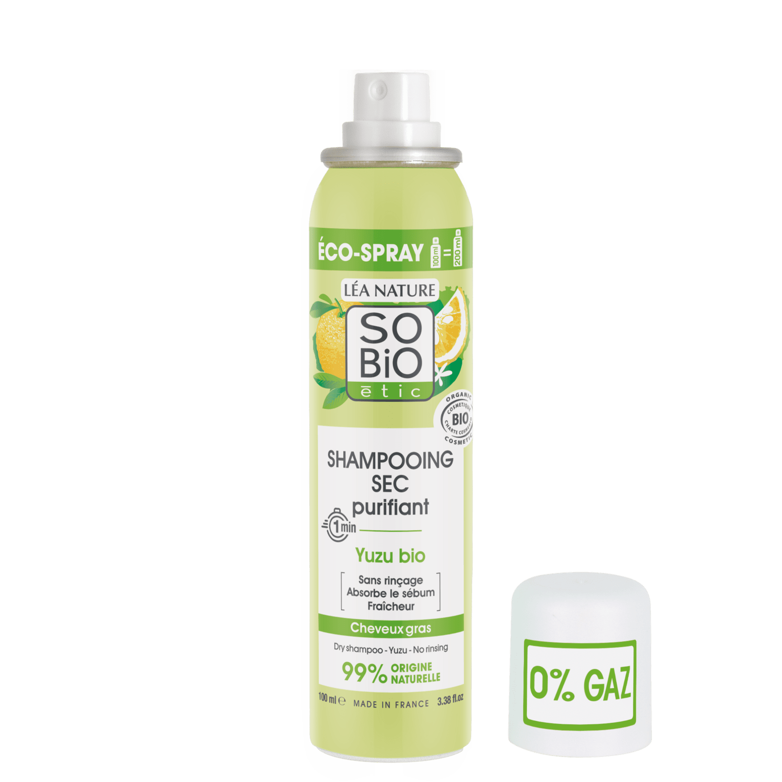 SO’BiO étic Čisticí suchý šampon ve spreji s Yuzu BIO (100 ml) - zanechává vlasy svěží a hladké