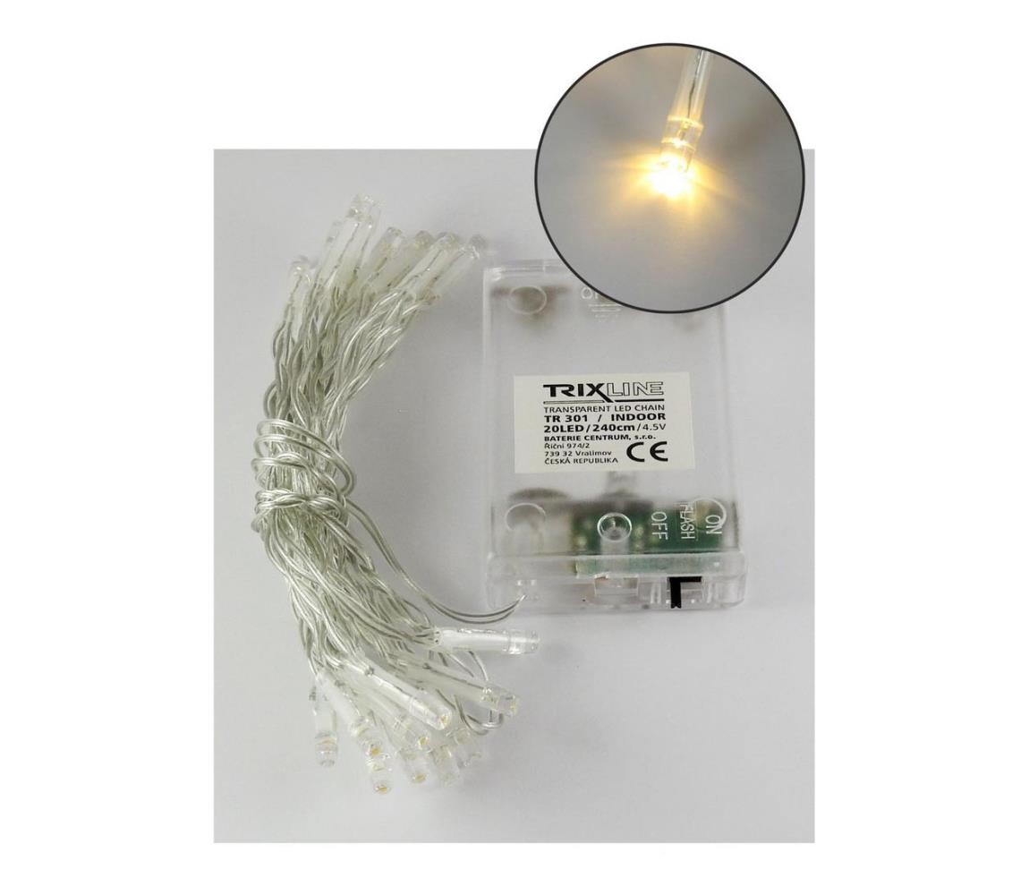 LED Vánoční řetěz 20xLED/2 funkce 2,4m teplá bílá P493