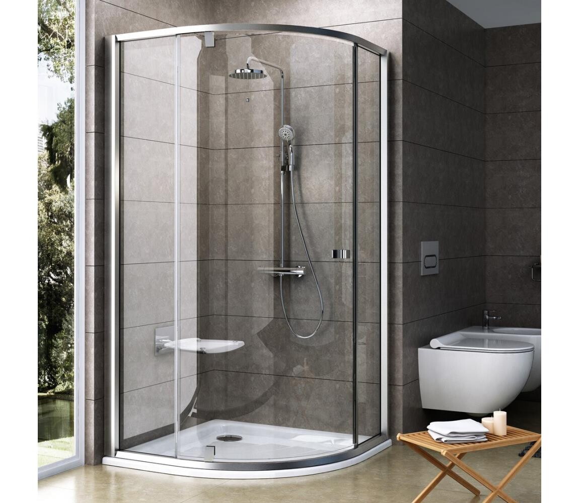 Ravak 37677U00Z1 - Sprchový kout třídílný čtvrtkruhový PIVOT 90x90 cm satin 37677U00Z1