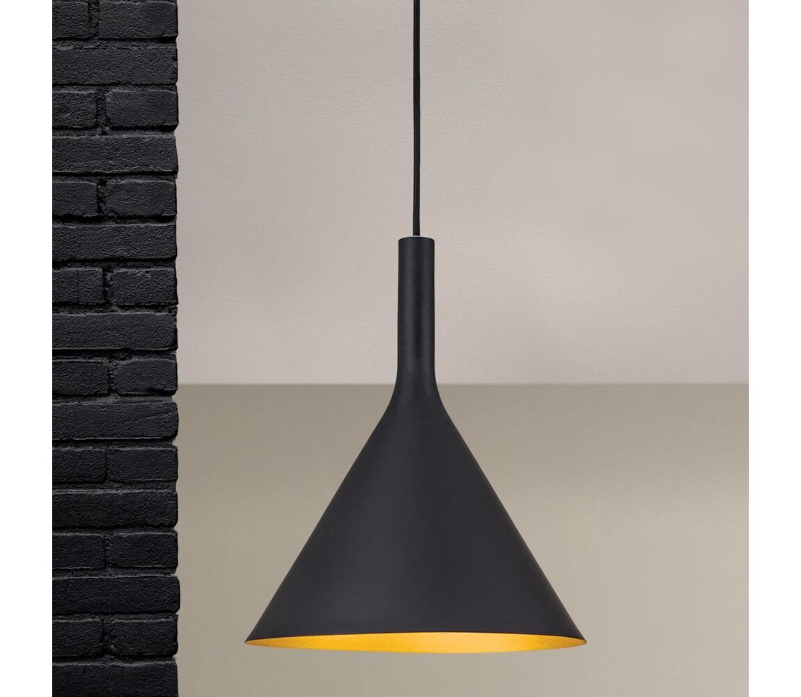 Orion - Lustr na lanku GUNDA 1xE27/60W/230V pr. 25 cm černá/zlatá HL 6-1628 schwarz-gold