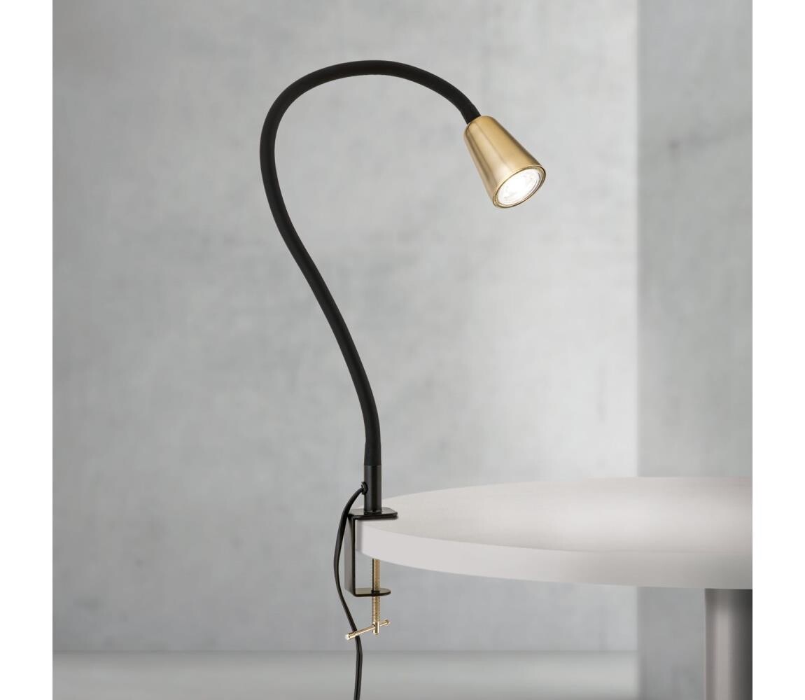 Orion - Flexibilní stolní lampa s klipem DOTTY 1xGU10/10W/230V mosaz/černá LA 4-1231/1 schwarz/MS