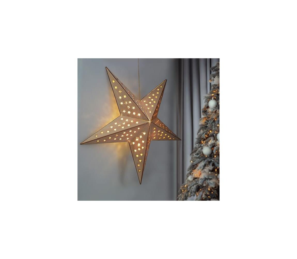1V293 - LED Vánoční dekorace 20xLED/2xAA teplá bílá béžová hvězda 1V293