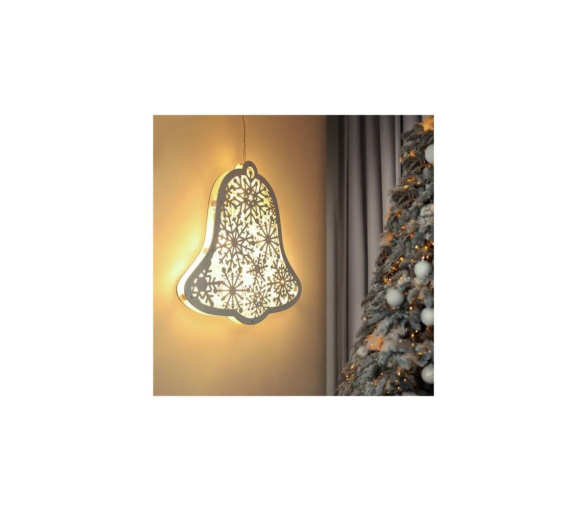 1V296 - LED Vánoční dekorace 9xLED/2xAA teplá bílá zvoneček 1V296