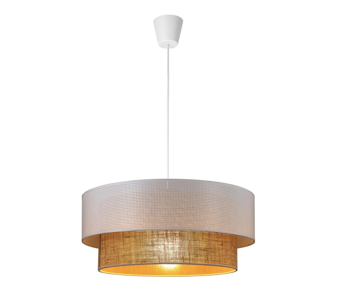 Lustr na lanku BORHO 1xE27/60W/230V bílá/juta 0249