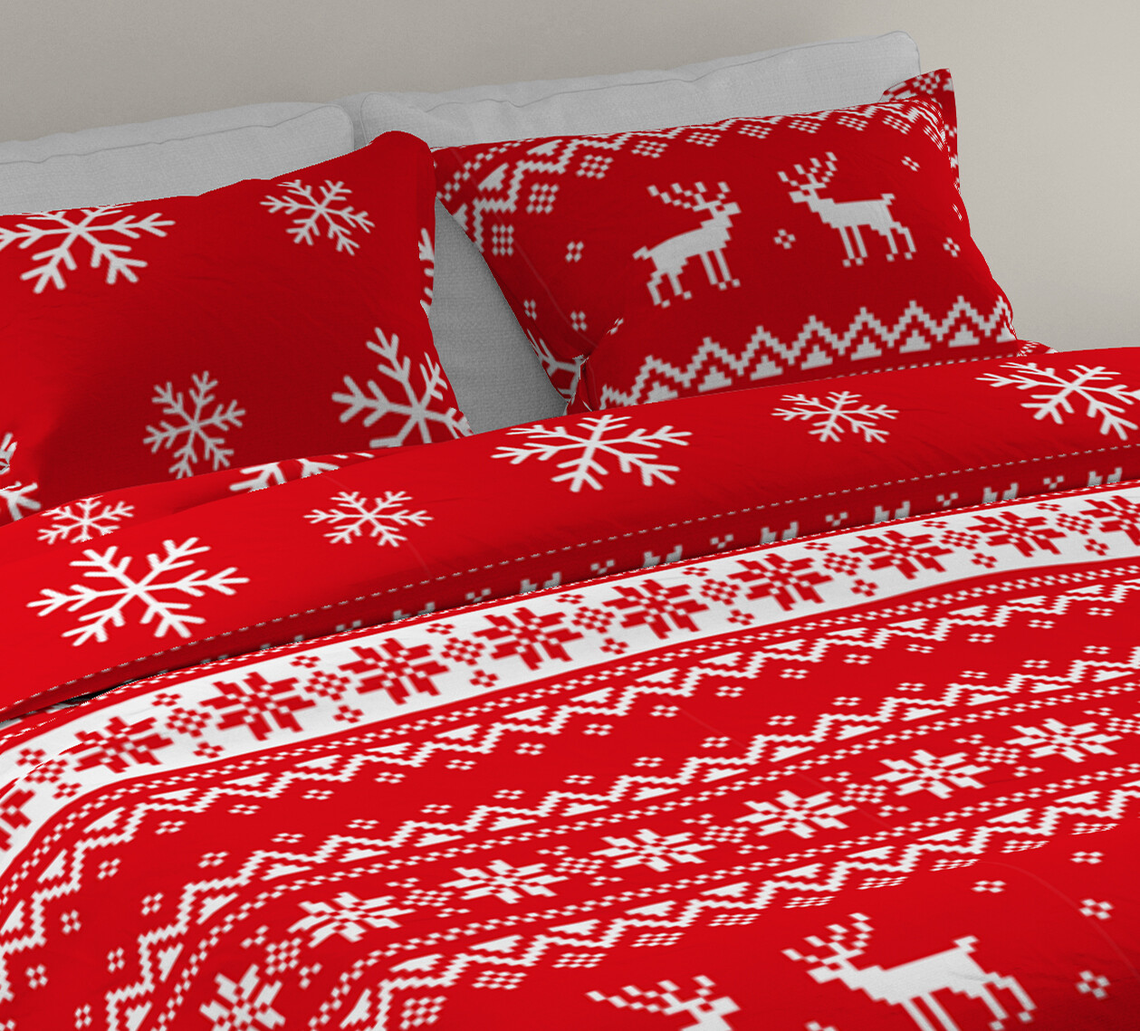 FARO Flanelové vánoční povlečení 140x200 + 70x90 cm - Scandic červené
