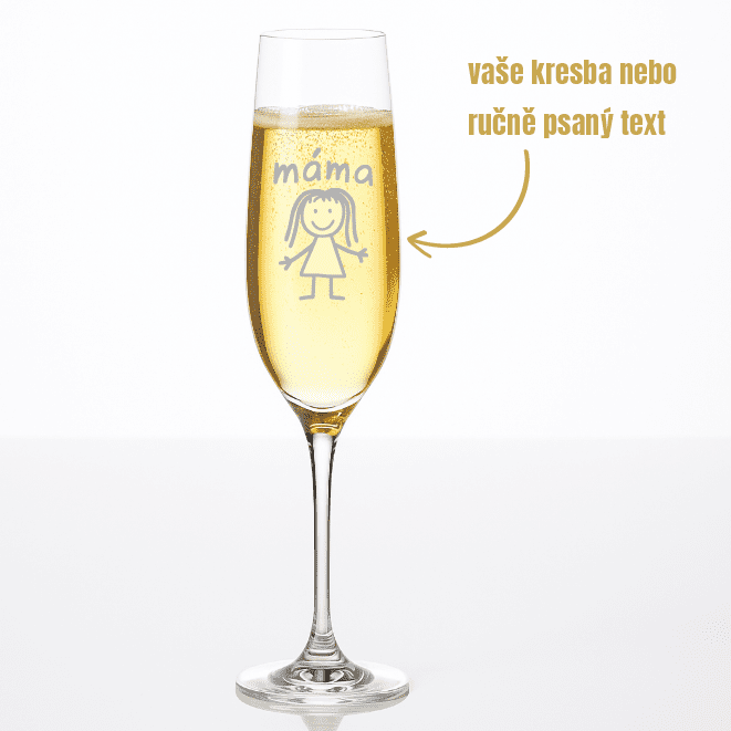Dekorant Sklenice na šampaňské s ručně psaným textem nebo obrázkem Uria 270 ml 1KS