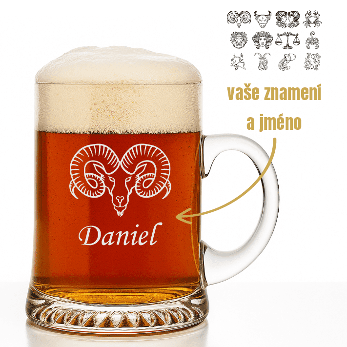 Dekorant Ručně foukaný půllitr se znamením zvěrokruhu 500 ml 1KS