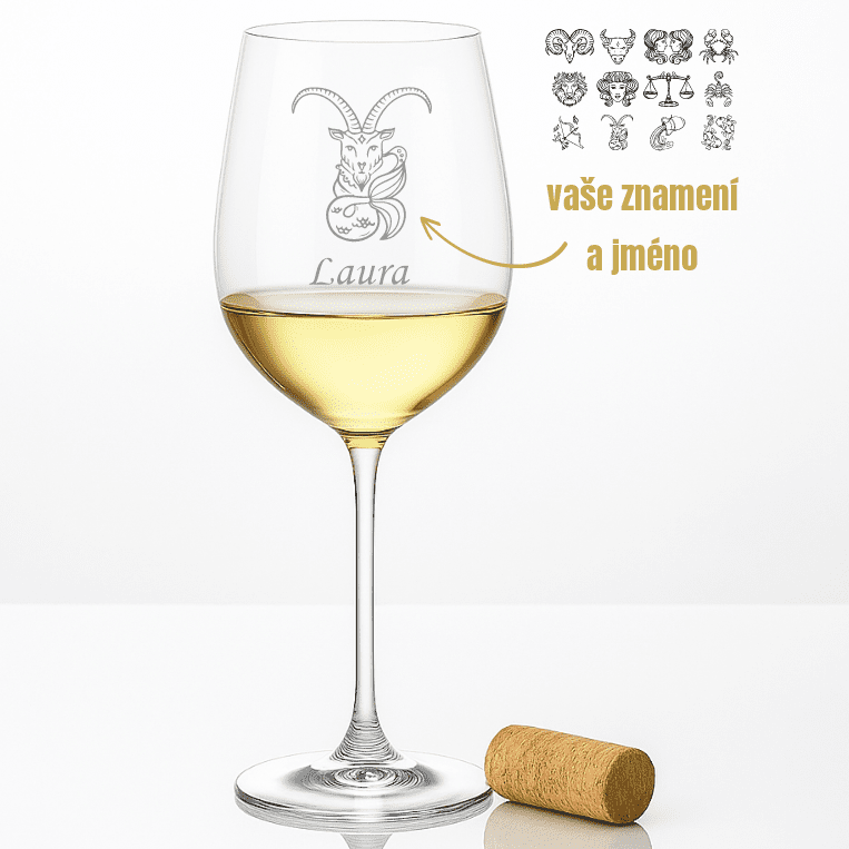 Dekorant Sklenice na bílé víno se znamením zvěrokruhu Uria 480 ml 1KS