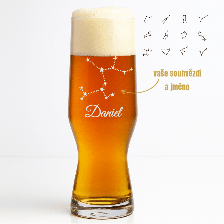 Dekorant Sklenice na pivo BEER CRAFT s vypískovaným souhvězdím a jménem 550 ml 1KS