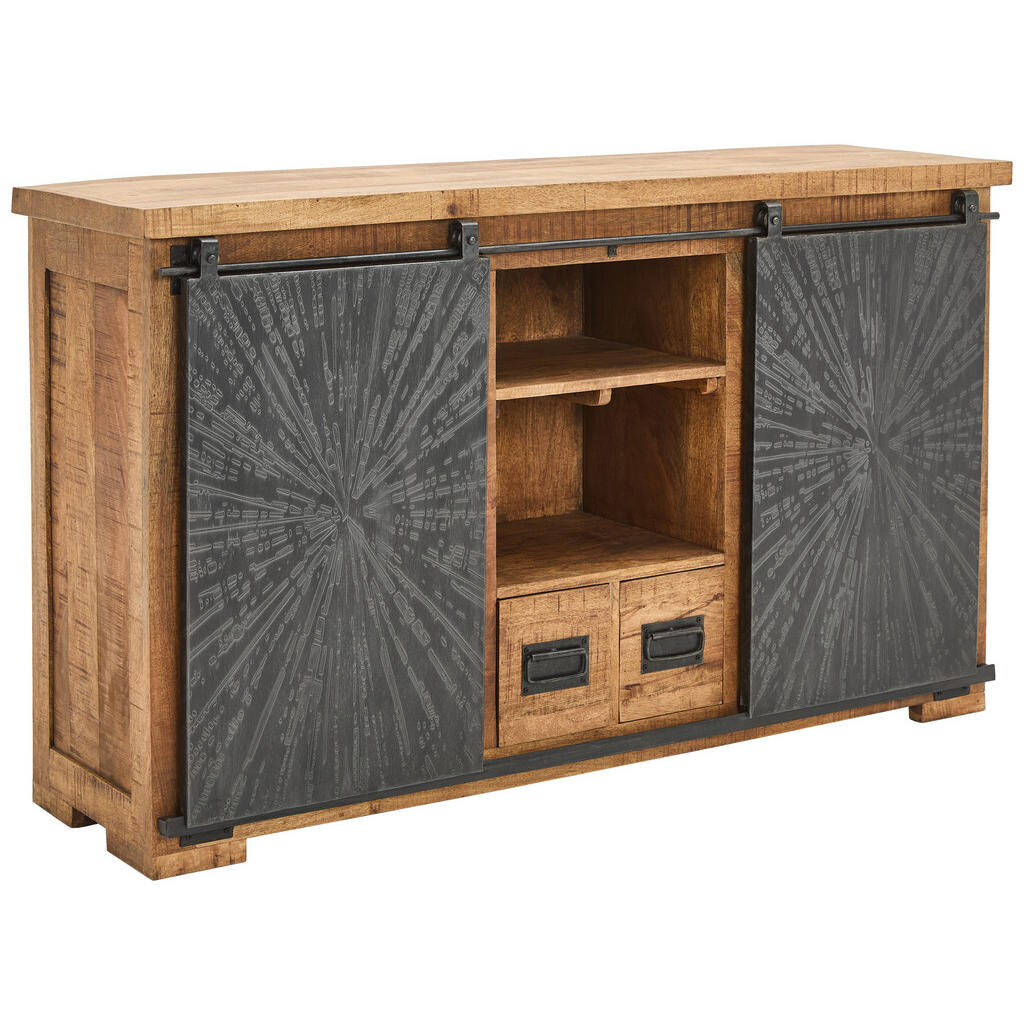 Ambia Home ŠIROKÁ KOMODA, mangové dřevo, přírodní barvy, černá, 145/85/40 cm