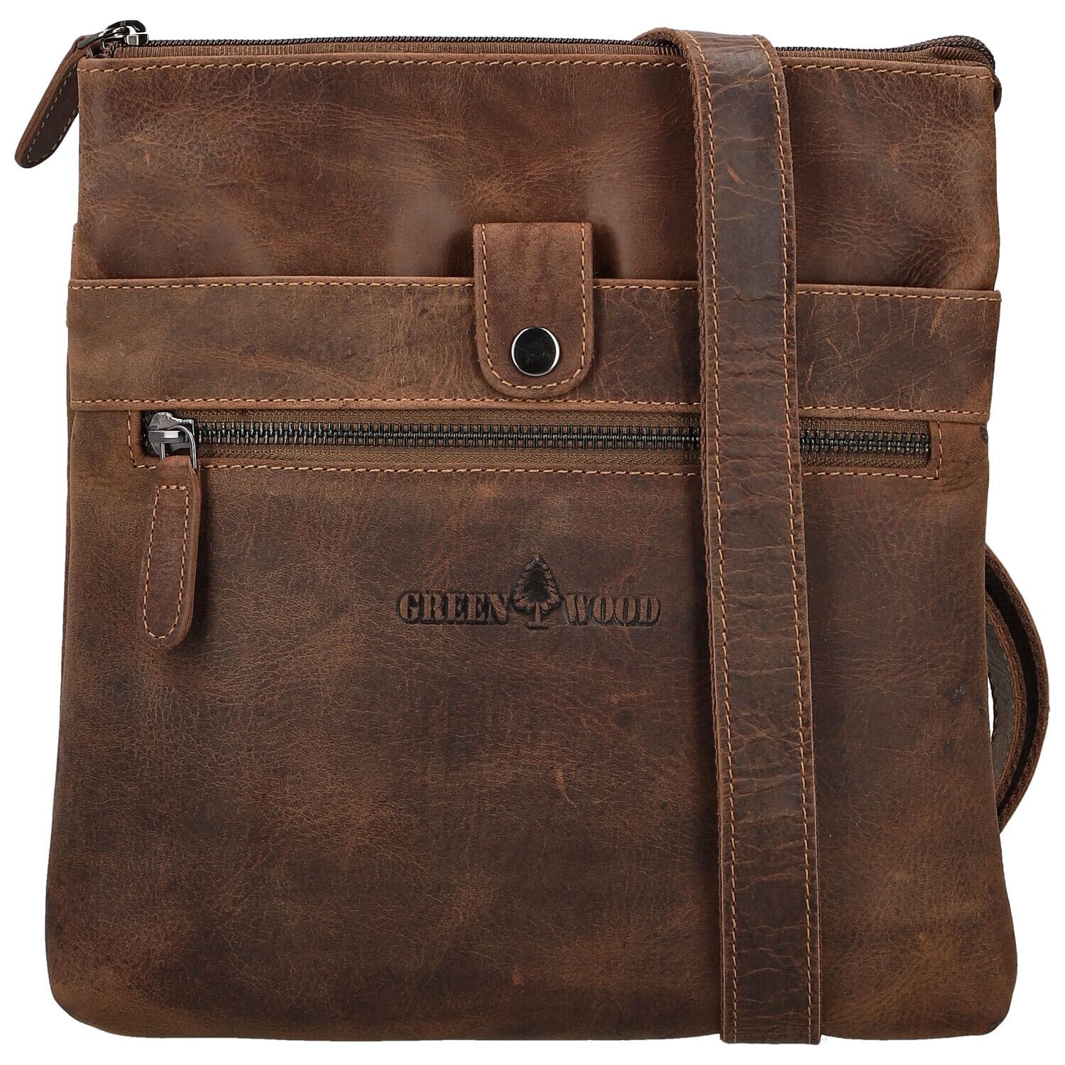 Kožená crossbody taška khaki - Greenwood Seraf Khaki