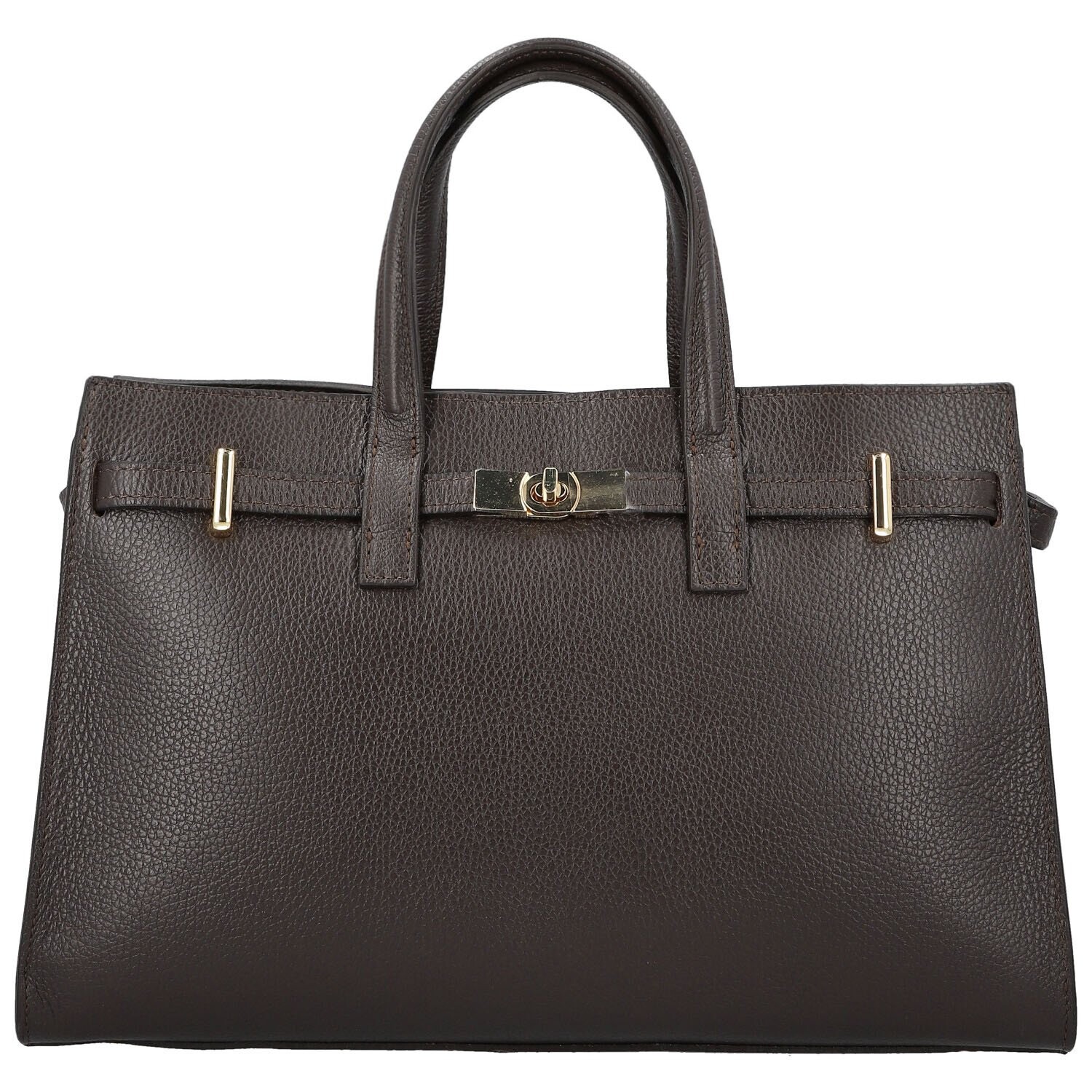 Dámská kožená kabelka do ruky tmavě hnědá - Delami Vera Pelle Safieh hnědá