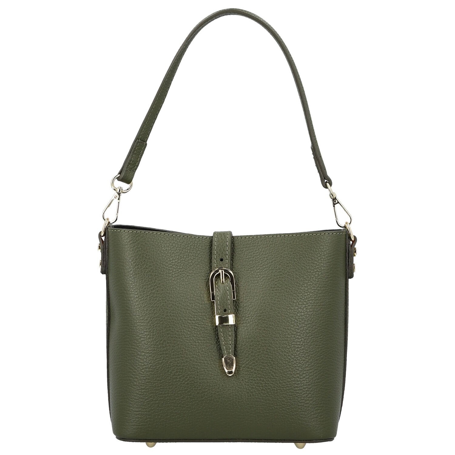 Dámská kožená kabelka na rameno tmavě zelená - Delami Vera Pelle Antoanet zelená