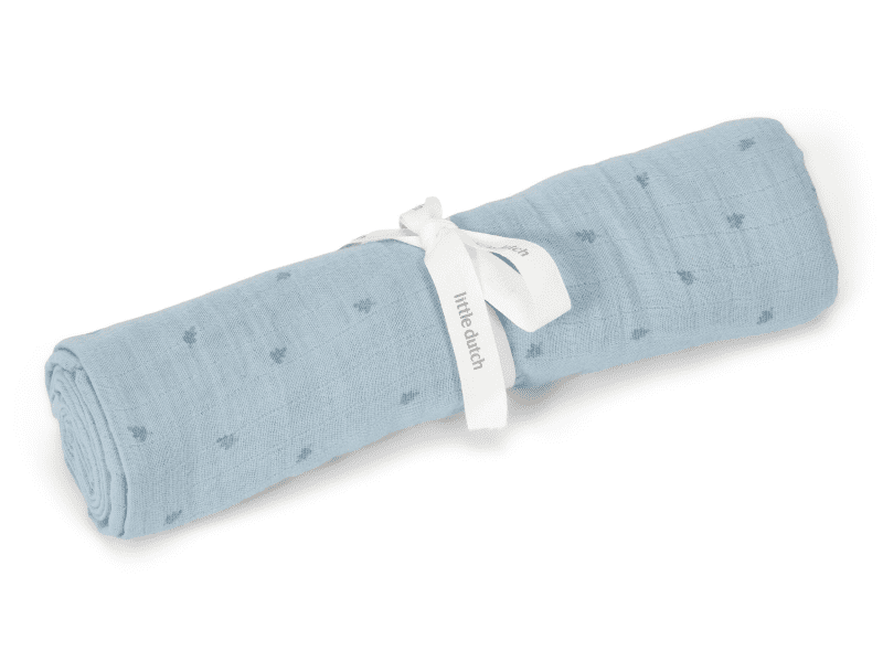 Little Dutch Plena zavinovací 120x120 cm s potiskem Pure Denim Blue