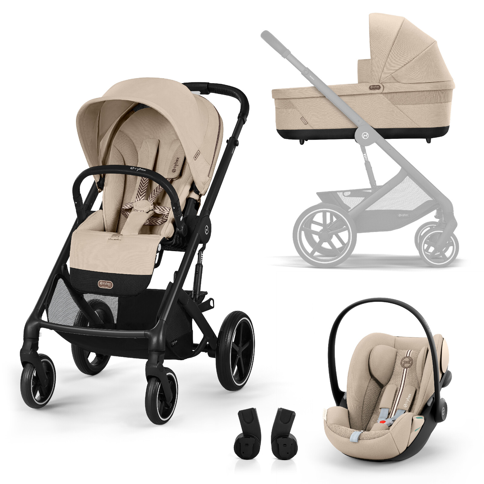 Cybex SET BALIOS S LUX + korba + adaptéry + autosedačka Cloud G -  ALMOND BEIGE 2025