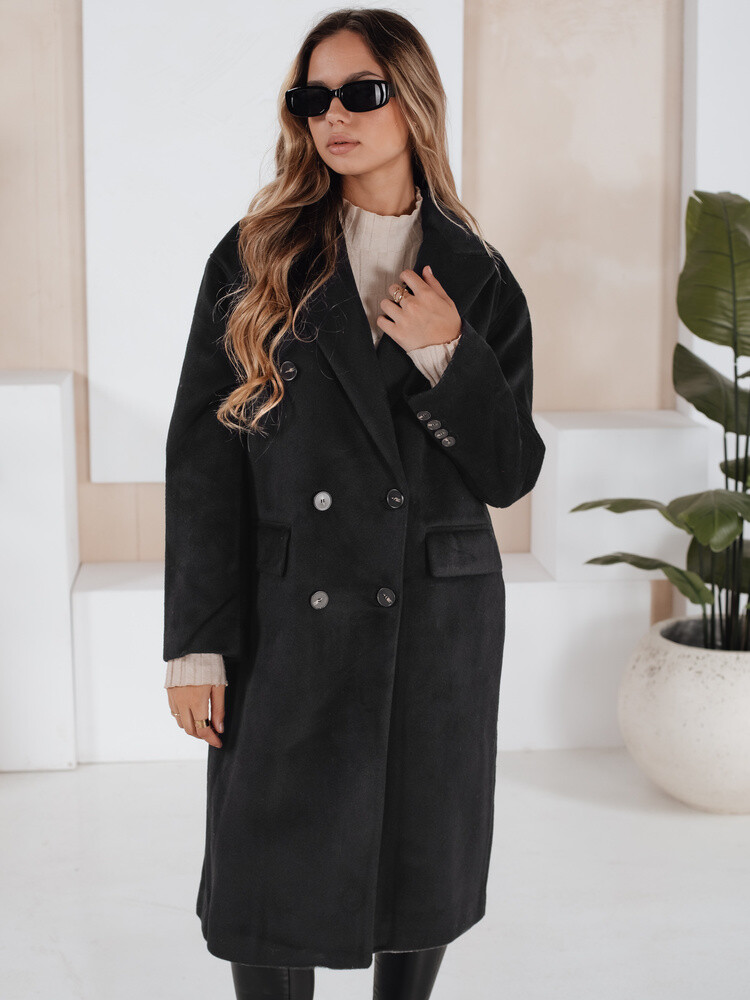 Płaszcz zimowy damski długi oversize czarny Dstreet