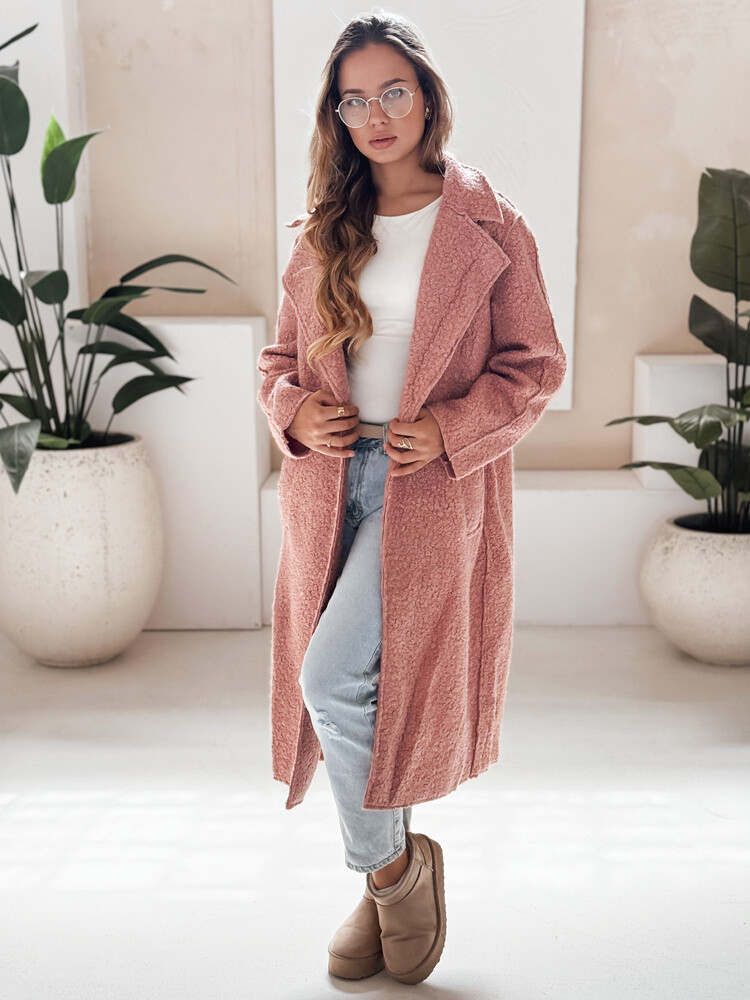 Płaszcz zimowy damski typu baranek różowy Dstreet