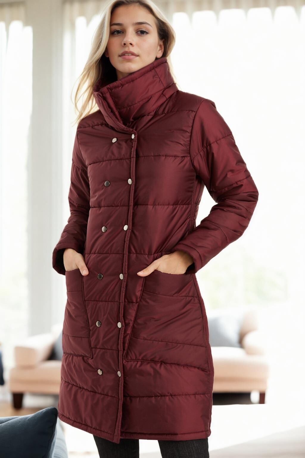 Z9647 DEWBERRY WOMEN'S COAT-BURGUNDY