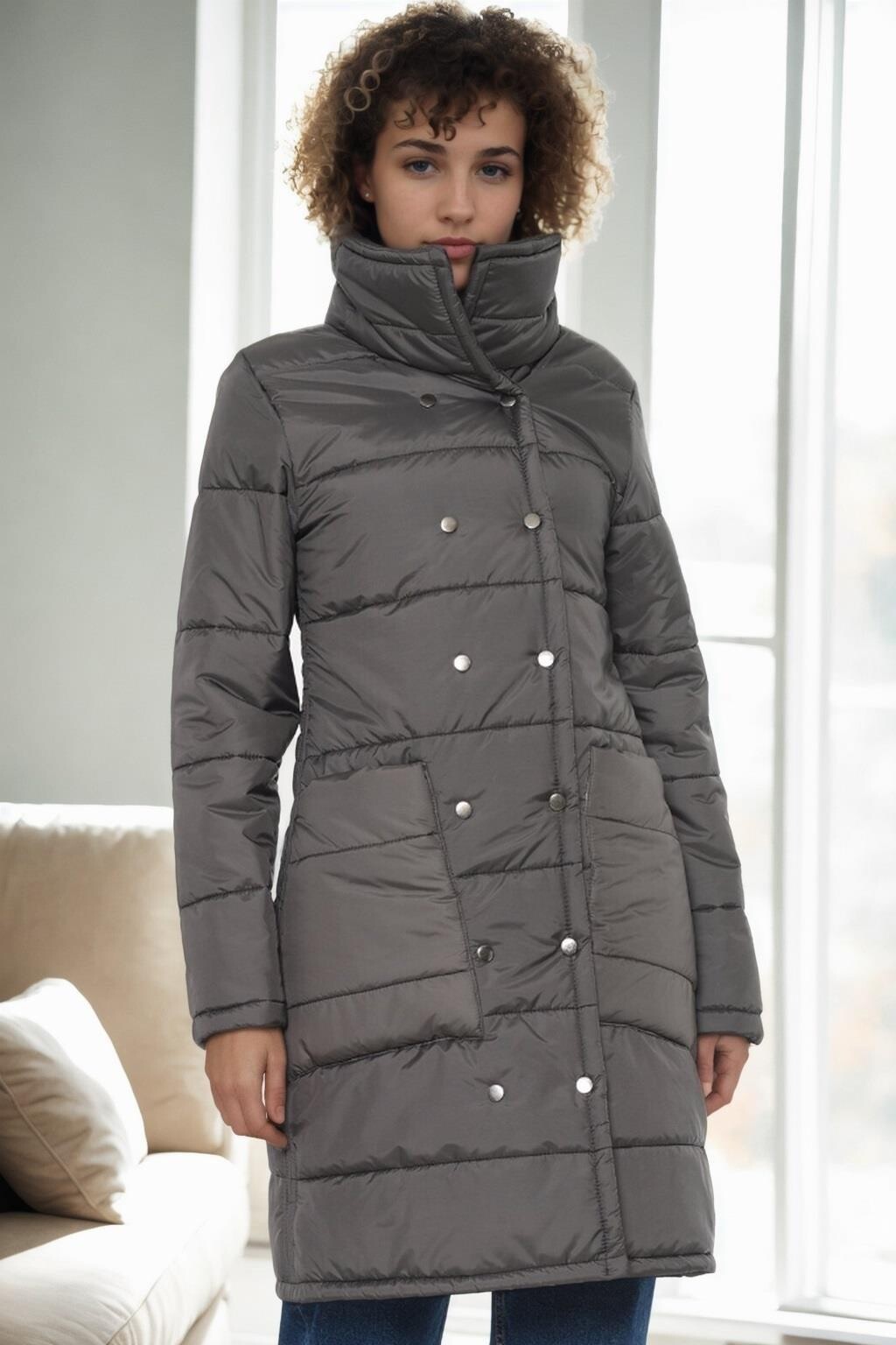 Z9647 DEWBERRY WOMEN'S COAT-ANTHRACITE