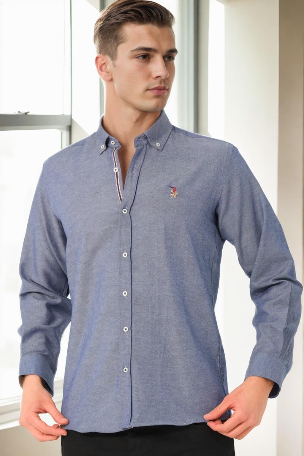 G974 DEWBERRY MEN'S SHIRT-JEANS BLUE