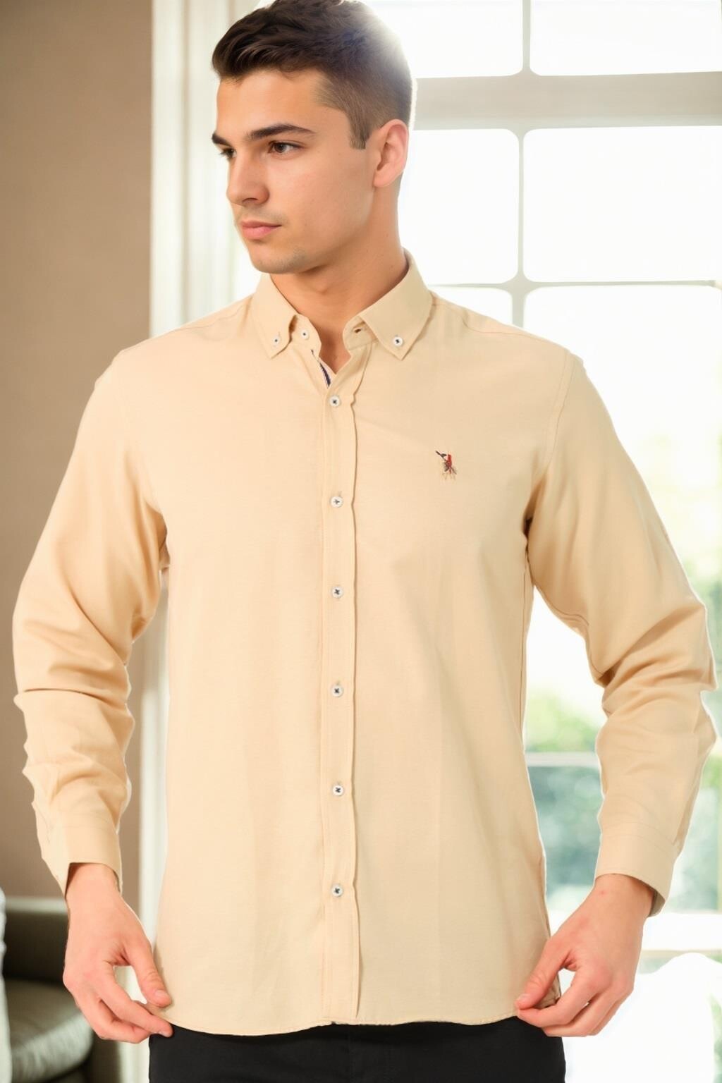 G974 DEWBERRY MEN'S SHIRT-BEIGE