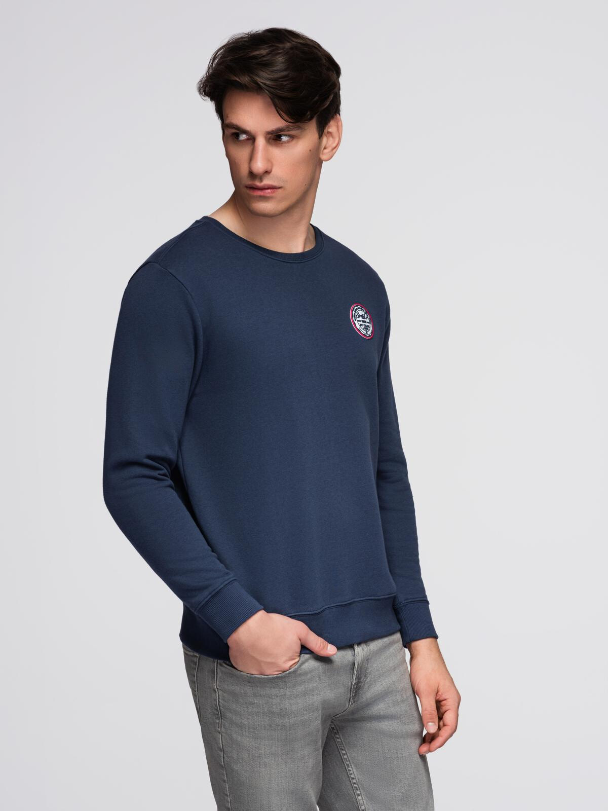 Ombre Men's sweatshirt with round neckline and patch