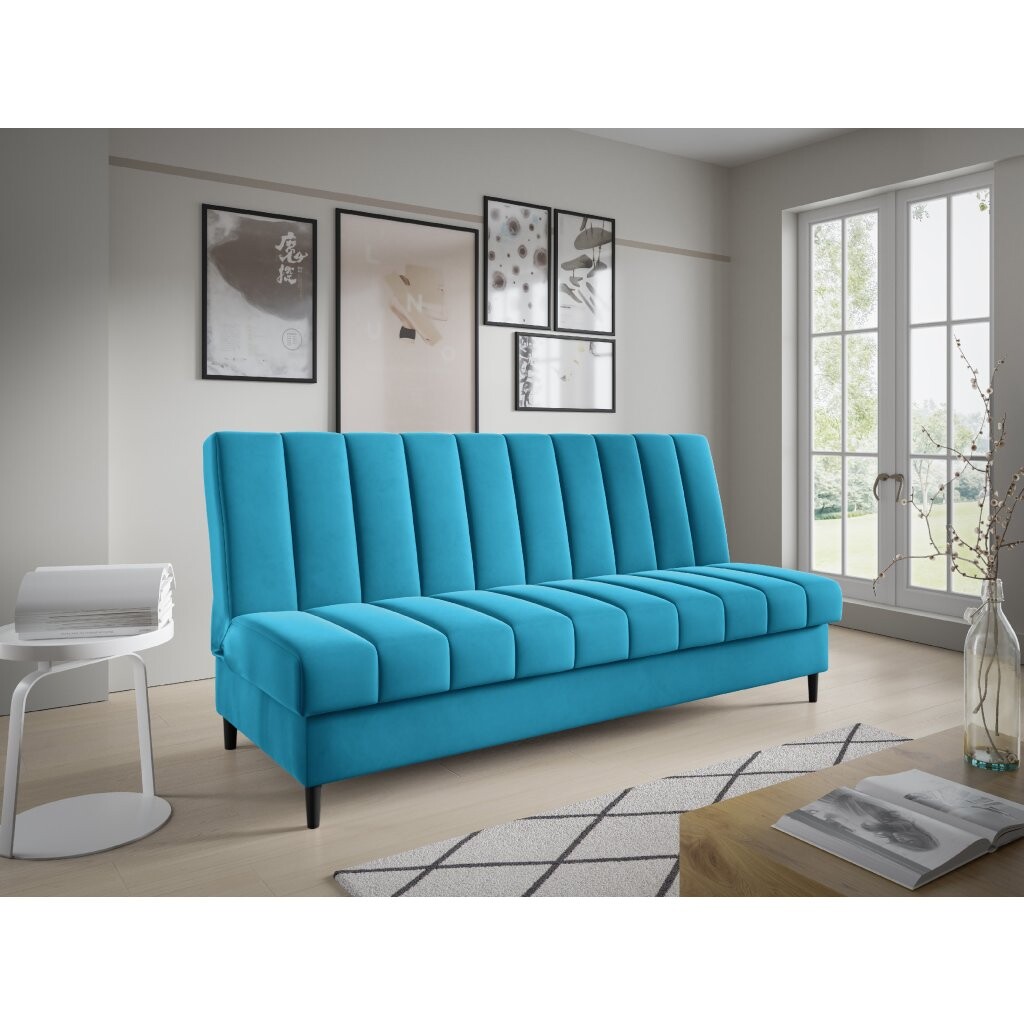 Eka Pohovka VERNE, 200 cm, KRONOS 13 (Modrá), Černé nožky - 2. jakost