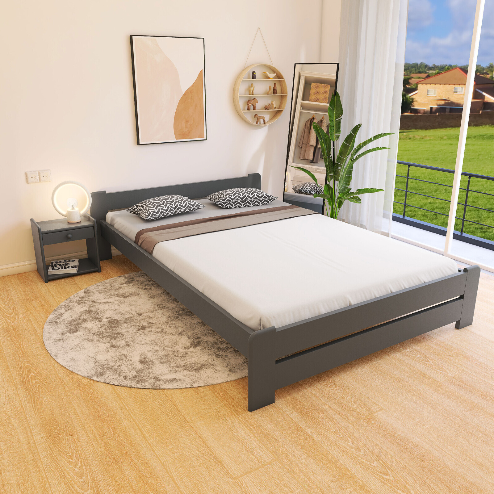 Maxi Postel z masivu Evropa 180 x 200 cm - barva Šedá - 2.jakost