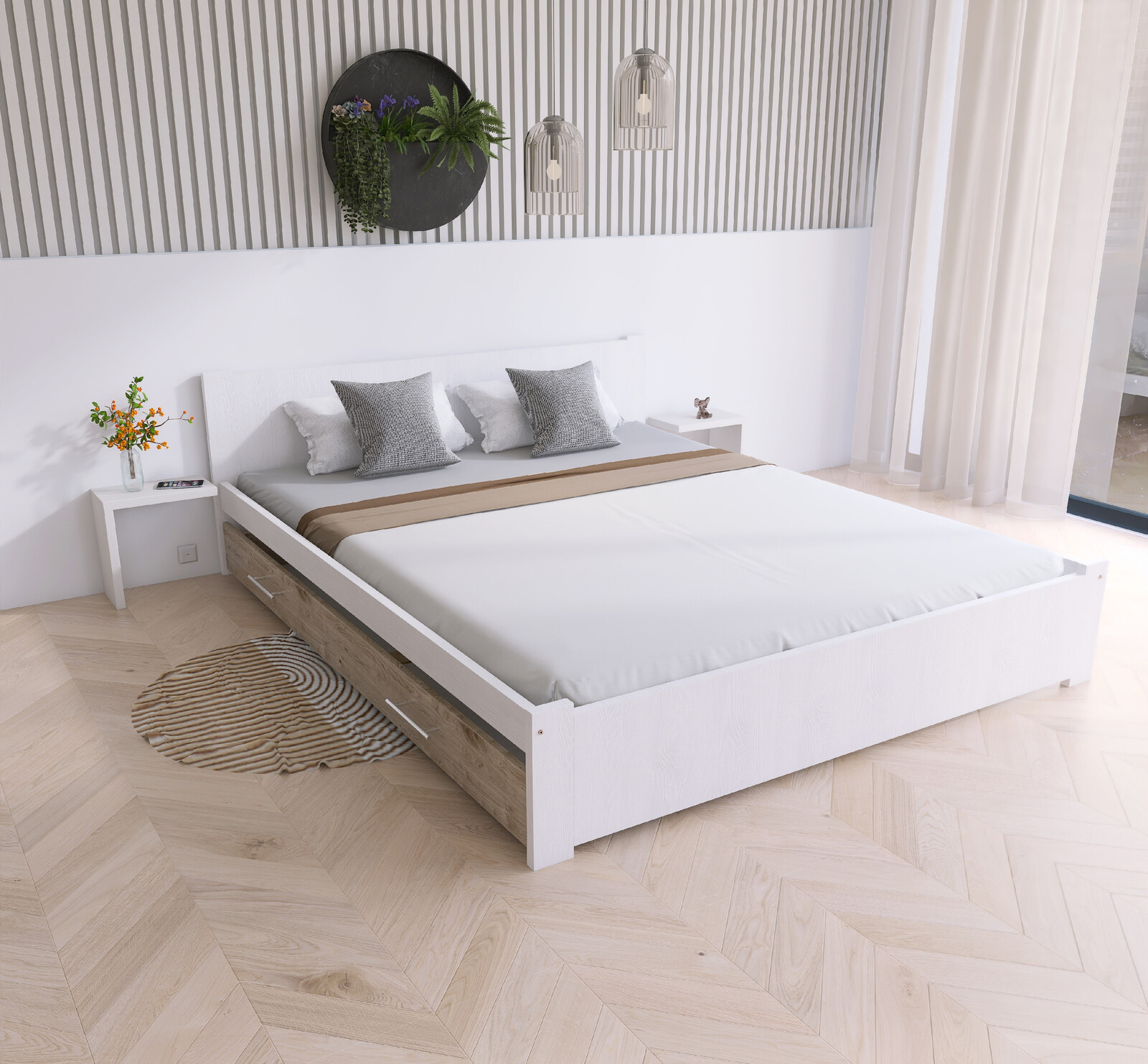 Maxi Postel z masivu Iris 180x200 cm, Bílá/BÍLÁ - 2.jakost