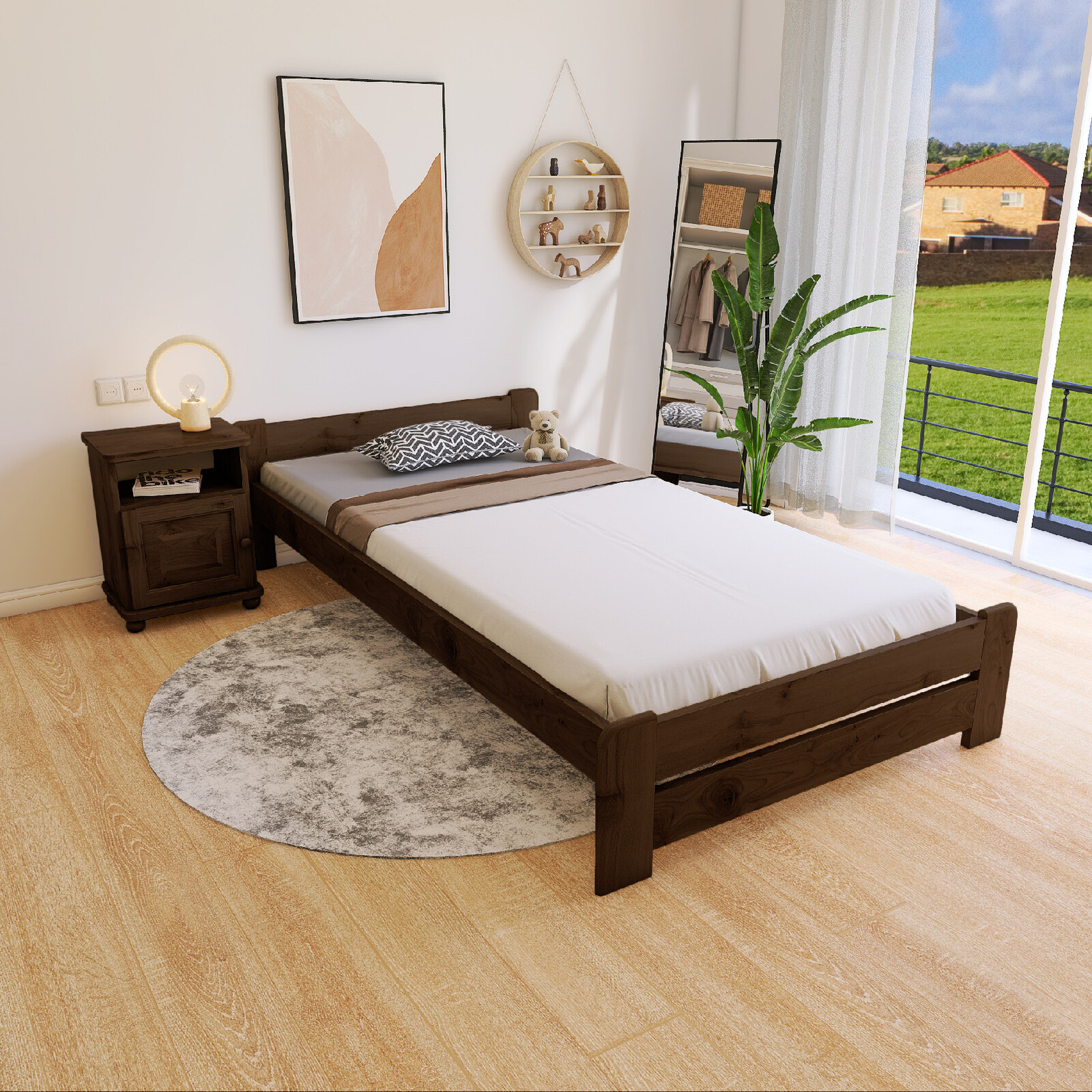 Maxi Postel z masivu Evropa 120 x 200 cm - barva Ořech - 2.jakost