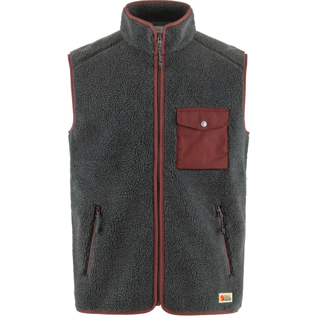 FJÄLLRÄVEN Vardag Pile Fleece Vest M, Dark Grey-Maroon velikost: L