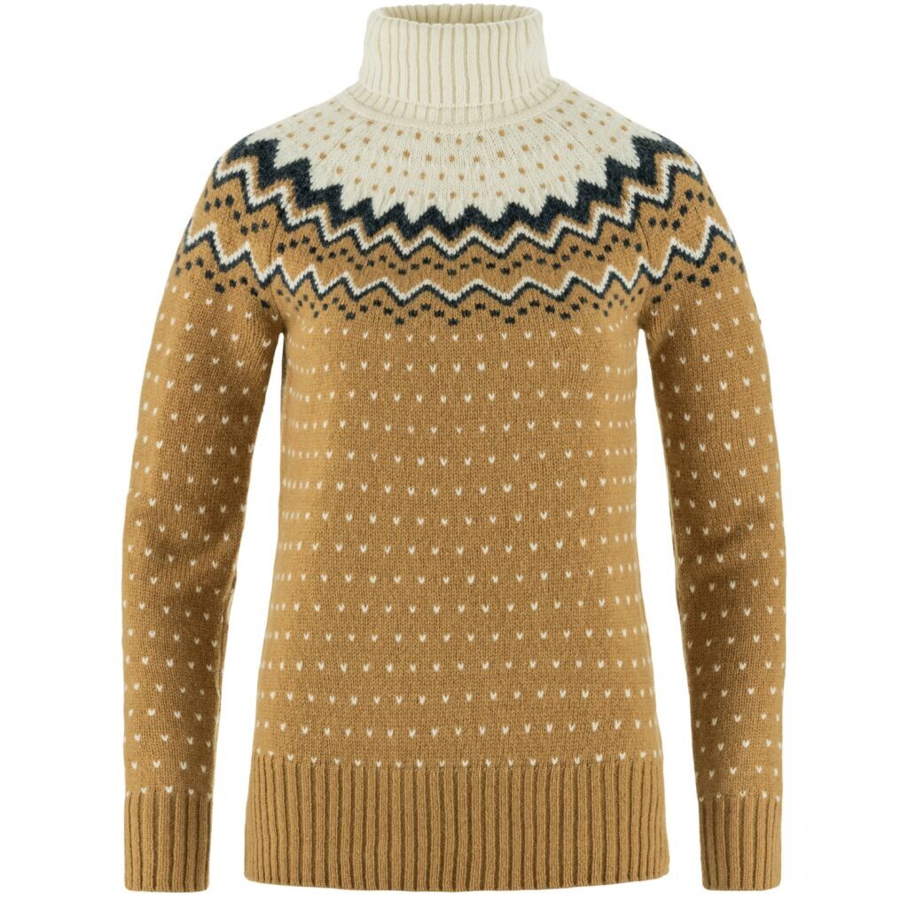 FJÄLLRÄVEN Övik Knit Roller Neck W, Buckwheat Brown-Chalk White velikost: S